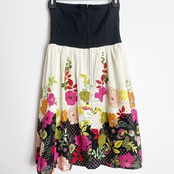 Trixxi Floral & Black Strapless Print Dress Size 7 - Picture 5 of 7